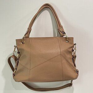 Lanzhixin Tan Leather Shoulder Bag
